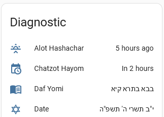 UI of the Jewish Calendar Integration in Home Assistant
